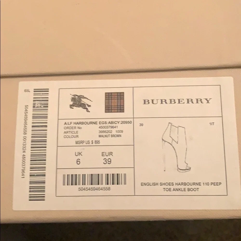 Sexy Burberry peep toe ankle boots